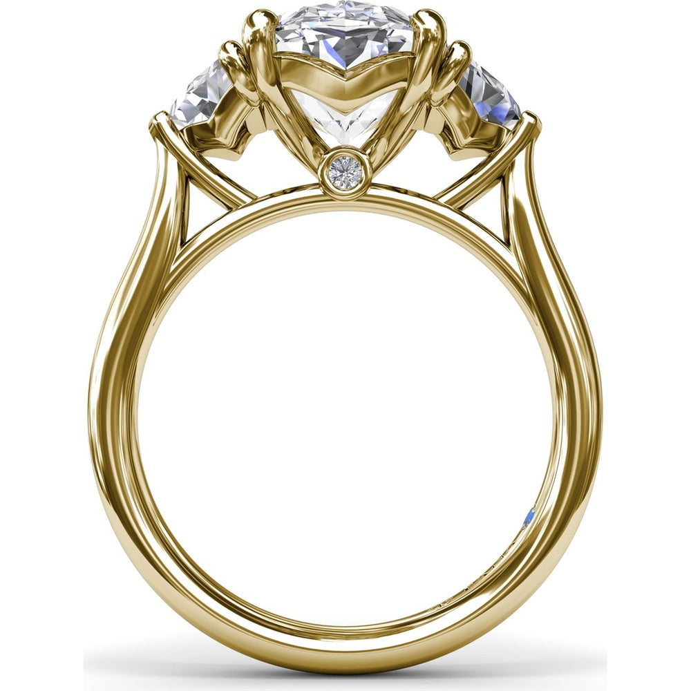 Three Stone Engagement Ring Setting with Cadillac Cut Side Diamonds - 1.42 Carat Total Side Stone Weight by Fana