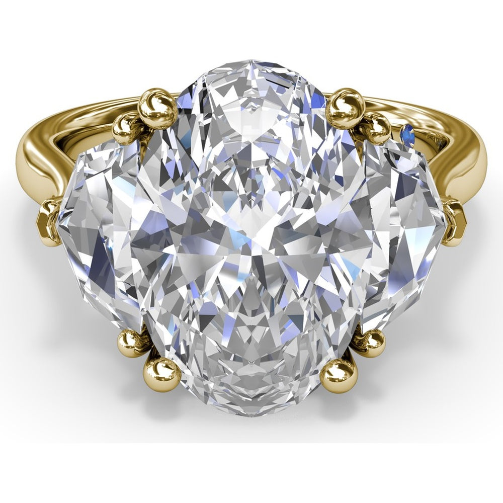 Three Stone Engagement Ring Setting with Cadillac Cut Side Diamonds - 1.42 Carat Total Side Stone Weight by Fana