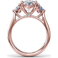 Three Stone Engagement Ring Setting with Cadillac Cut Side Diamonds - 1.42 Carat Total Side Stone Weight by Fana