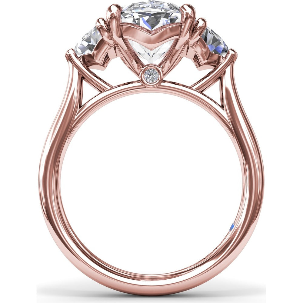 Three Stone Engagement Ring Setting with Cadillac Cut Side Diamonds - 1.42 Carat Total Side Stone Weight by Fana