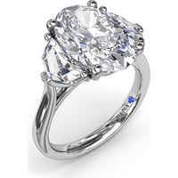 Three Stone Engagement Ring Setting with Cadillac Cut Side Diamonds - 1.42 Carat Total Side Stone Weight by Fana