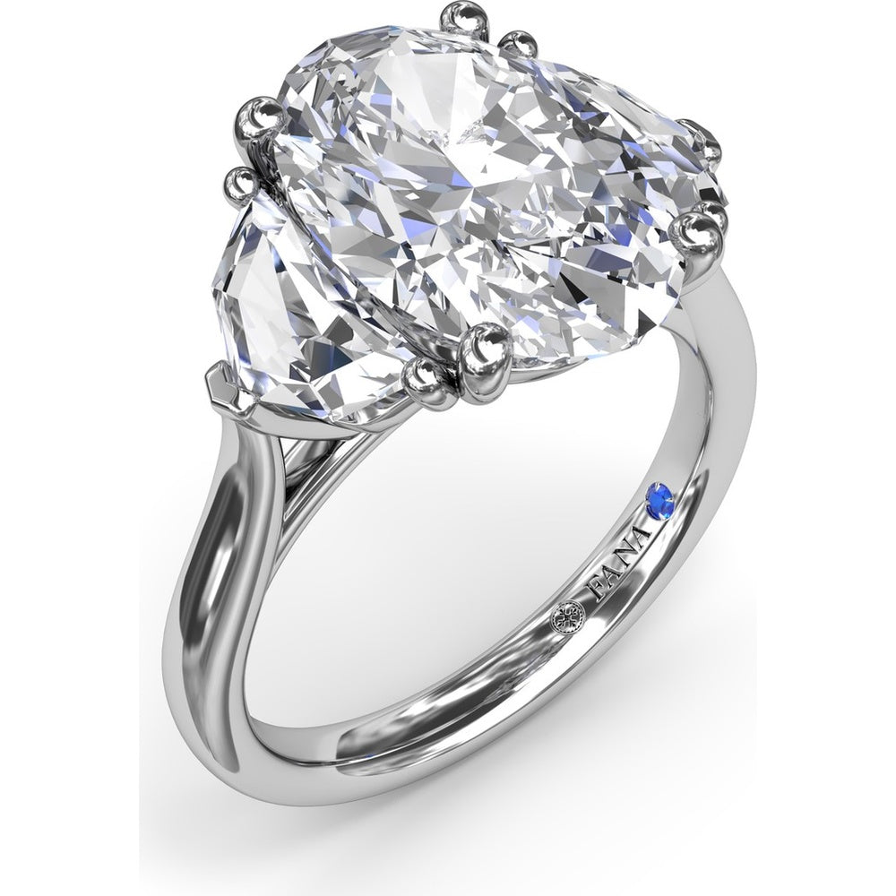 Three Stone Engagement Ring Setting with Cadillac Cut Side Diamonds - 1.42 Carat Total Side Stone Weight by Fana