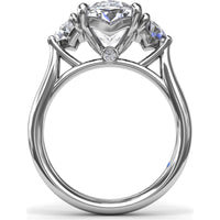 Three Stone Engagement Ring Setting with Cadillac Cut Side Diamonds - 1.42 Carat Total Side Stone Weight by Fana