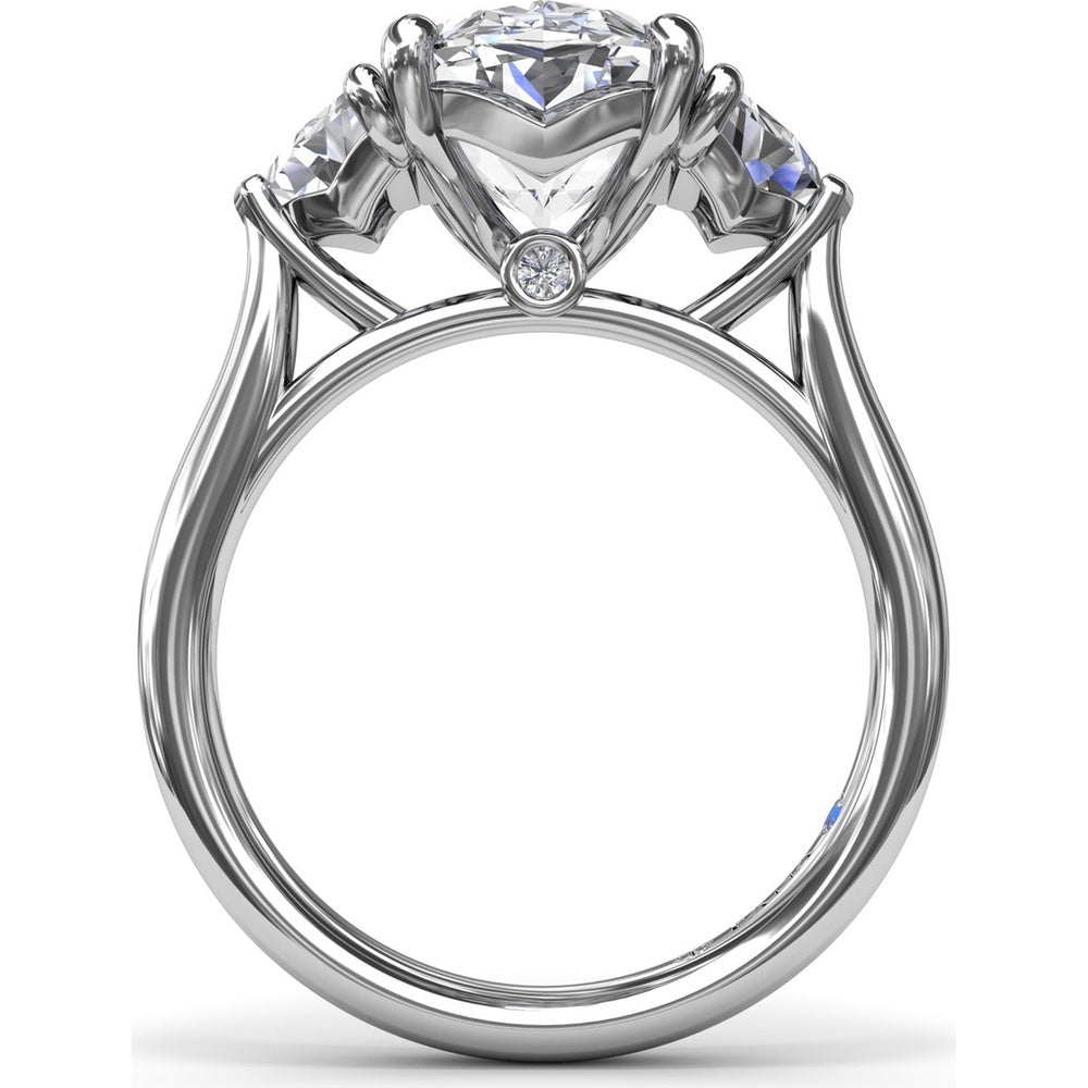 Three Stone Engagement Ring Setting with Cadillac Cut Side Diamonds - 1.42 Carat Total Side Stone Weight by Fana