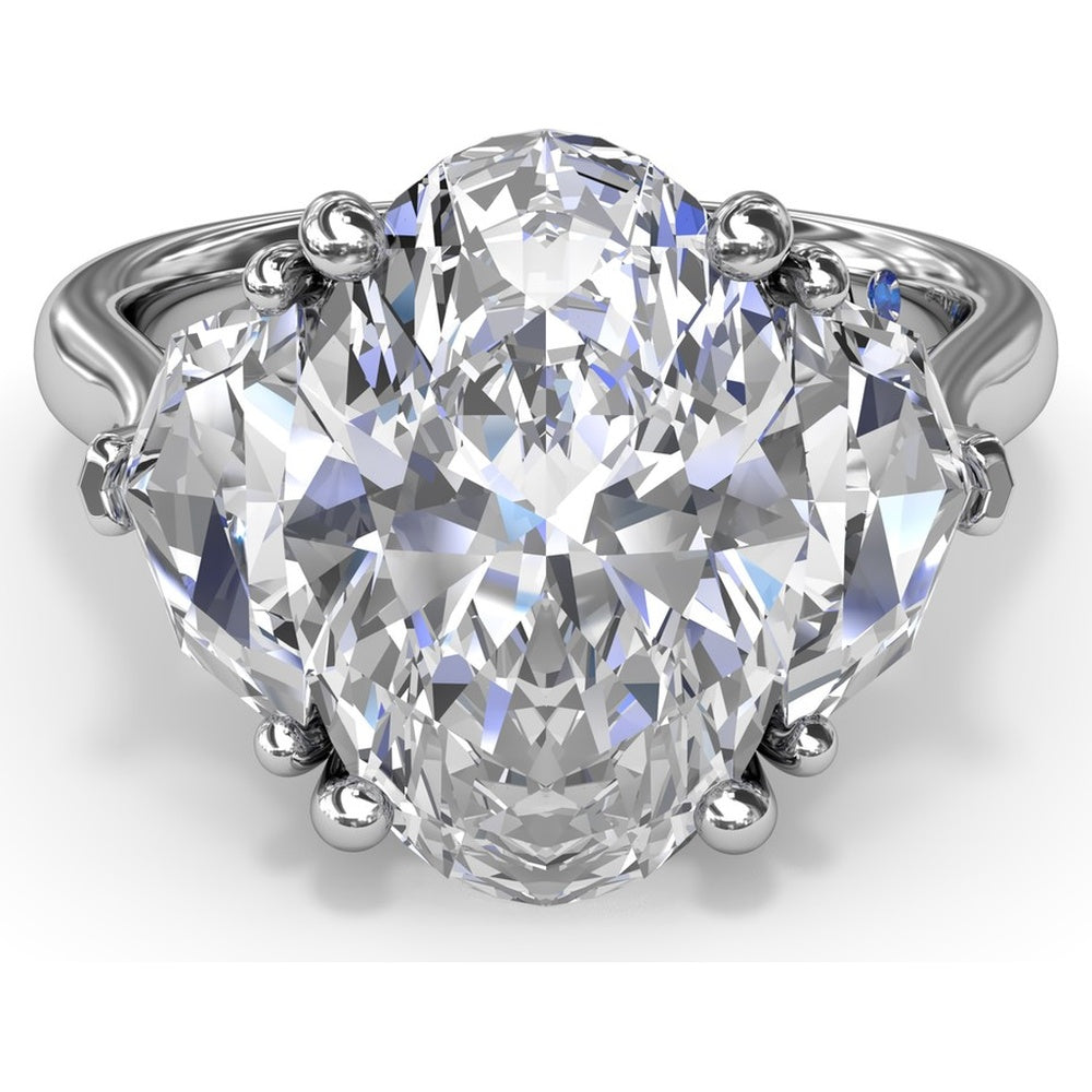 Three Stone Engagement Ring Setting with Cadillac Cut Side Diamonds - 1.42 Carat Total Side Stone Weight by Fana