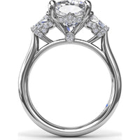 Three Stone Engagement Ring Setting with Cushion Cut Center and Trapezoid Diamonds by Fana - 0.95 Carat Total Diamond Weight