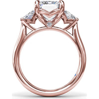 Three Stone Engagement Ring Setting with Emerald Cut Center and Tapered Baguette Diamonds - 0.92 Carat Total Side Stone Weight by Fana