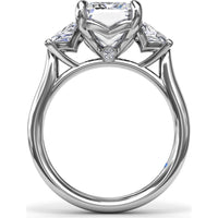 Three Stone Engagement Ring Setting with Emerald Cut Center and Tapered Baguette Diamonds - 0.92 Carat Total Side Stone Weight by Fana