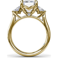 Three Stone Engagement Ring Setting with Emerald Cut Center and Tapered Baguette Diamonds - 0.92 Carat Total Side Stone Weight by Fana