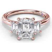 Three Stone Engagement Ring Setting with Emerald Cut Side Diamonds - 0.40 Carat Total Side Stone Weight by Fana