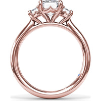 Three Stone Engagement Ring Setting with Emerald Cut Side Diamonds - 0.40 Carat Total Side Stone Weight by Fana