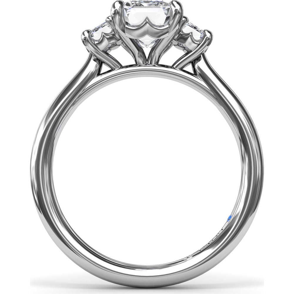 Three Stone Engagement Ring Setting with Emerald Cut Side Diamonds - 0.40 Carat Total Side Stone Weight by Fana