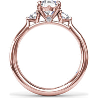 Three Stone Engagement Ring Setting with Hidden Side Accent and Round Brilliant Cut Diamonds - 0.23 Carat Total Side Stone Weight by Fana