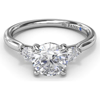 Three Stone Engagement Ring Setting with Hidden Side Accent and Round Brilliant Cut Diamonds - 0.23 Carat Total Side Stone Weight by Fana