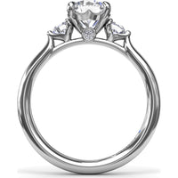 Three Stone Engagement Ring Setting with Hidden Side Accent and Round Brilliant Cut Diamonds - 0.23 Carat Total Side Stone Weight by Fana