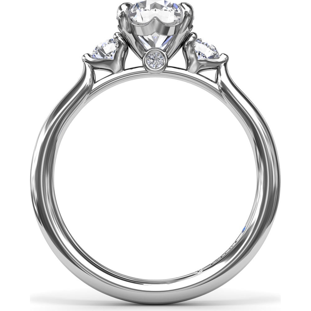 Three Stone Engagement Ring Setting with Hidden Side Accent and Round Brilliant Cut Diamonds - 0.23 Carat Total Side Stone Weight by Fana