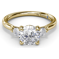 Three Stone Engagement Ring Setting with Hidden Side Accent and Round Brilliant Cut Diamonds - 0.23 Carat Total Side Stone Weight by Fana