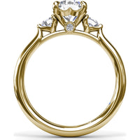 Three Stone Engagement Ring Setting with Hidden Side Accent and Round Brilliant Cut Diamonds - 0.23 Carat Total Side Stone Weight by Fana