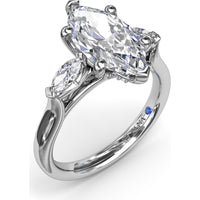Three-Stone Engagement Ring Setting with Horizontally Set Marquise Diamonds - 0.32 Carat Total Side Stone Weight by Fana