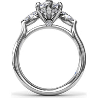 Three-Stone Engagement Ring Setting with Horizontally Set Marquise Diamonds - 0.32 Carat Total Side Stone Weight by Fana