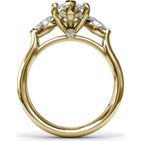 Three-Stone Engagement Ring Setting with Horizontally Set Marquise Diamonds - 0.32 Carat Total Side Stone Weight by Fana