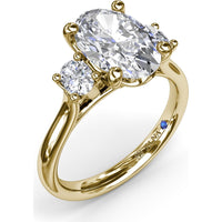 Three-Stone Engagement Ring Setting with Oval Diamonds - 0.34 Carat Total Side Stone Weight by Fana