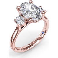 Three-Stone Engagement Ring Setting with Oval Diamonds - 0.34 Carat Total Side Stone Weight by Fana