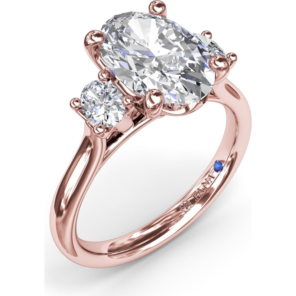 Three-Stone Engagement Ring Setting with Oval Diamonds - 0.34 Carat Total Side Stone Weight by Fana