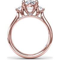 Three-Stone Engagement Ring Setting with Oval Diamonds - 0.34 Carat Total Side Stone Weight by Fana