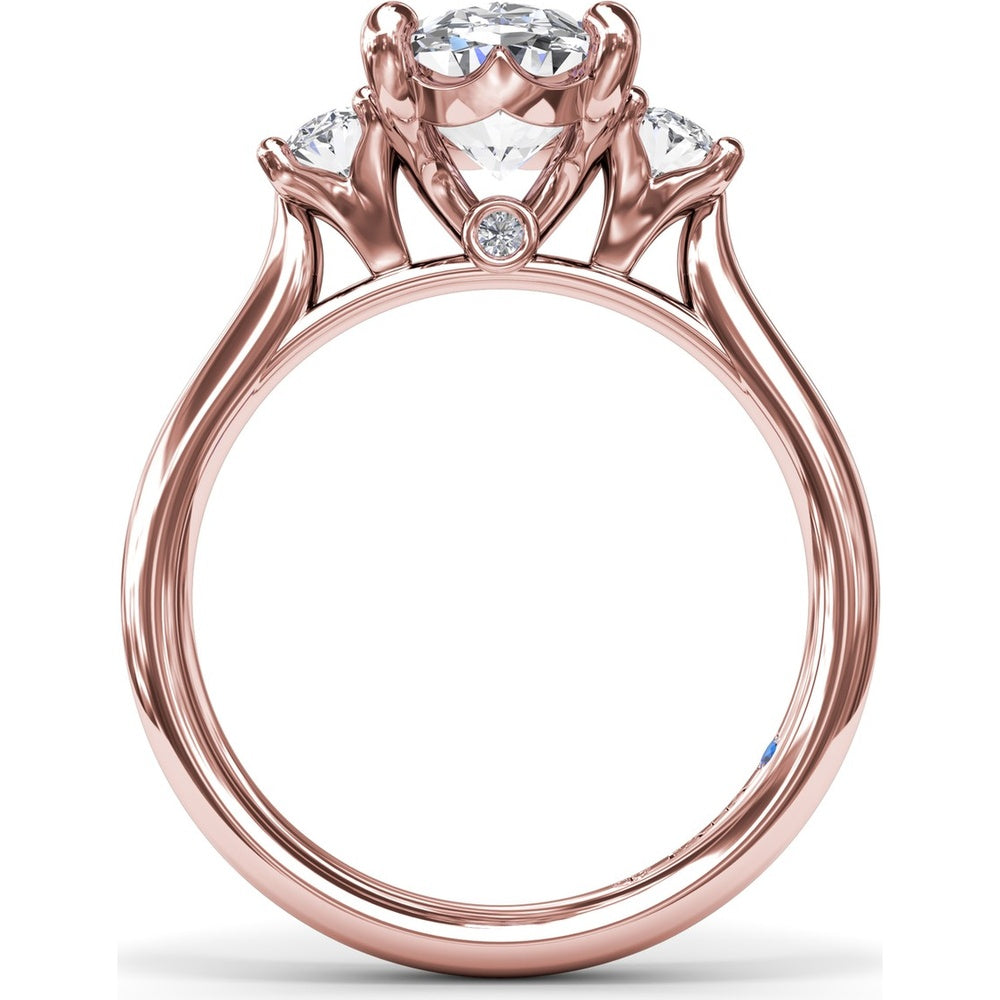 Three-Stone Engagement Ring Setting with Oval Diamonds - 0.34 Carat Total Side Stone Weight by Fana