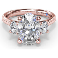 Three-Stone Engagement Ring Setting with Oval Diamonds - 0.34 Carat Total Side Stone Weight by Fana