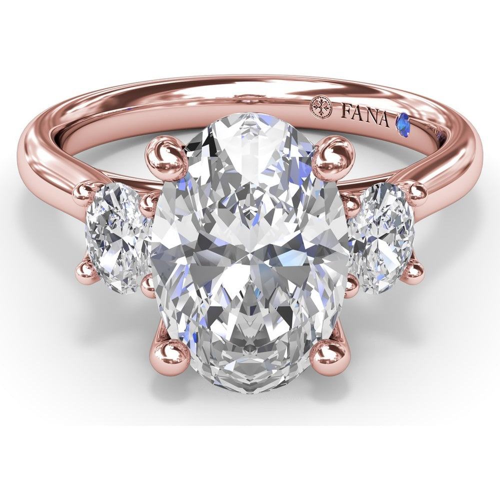 Three-Stone Engagement Ring Setting with Oval Diamonds - 0.34 Carat Total Side Stone Weight by Fana