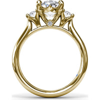 Three-Stone Engagement Ring Setting with Oval Diamonds - 0.34 Carat Total Side Stone Weight by Fana