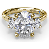 Three-Stone Engagement Ring Setting with Oval Diamonds - 0.34 Carat Total Side Stone Weight by Fana