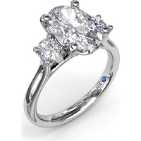 Three-Stone Engagement Ring Setting with Oval Diamonds - 0.34 Carat Total Side Stone Weight by Fana