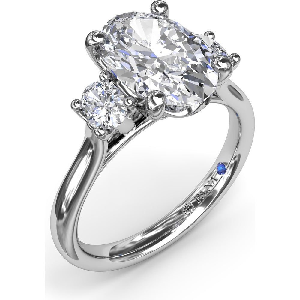 Three-Stone Engagement Ring Setting with Oval Diamonds - 0.34 Carat Total Side Stone Weight by Fana