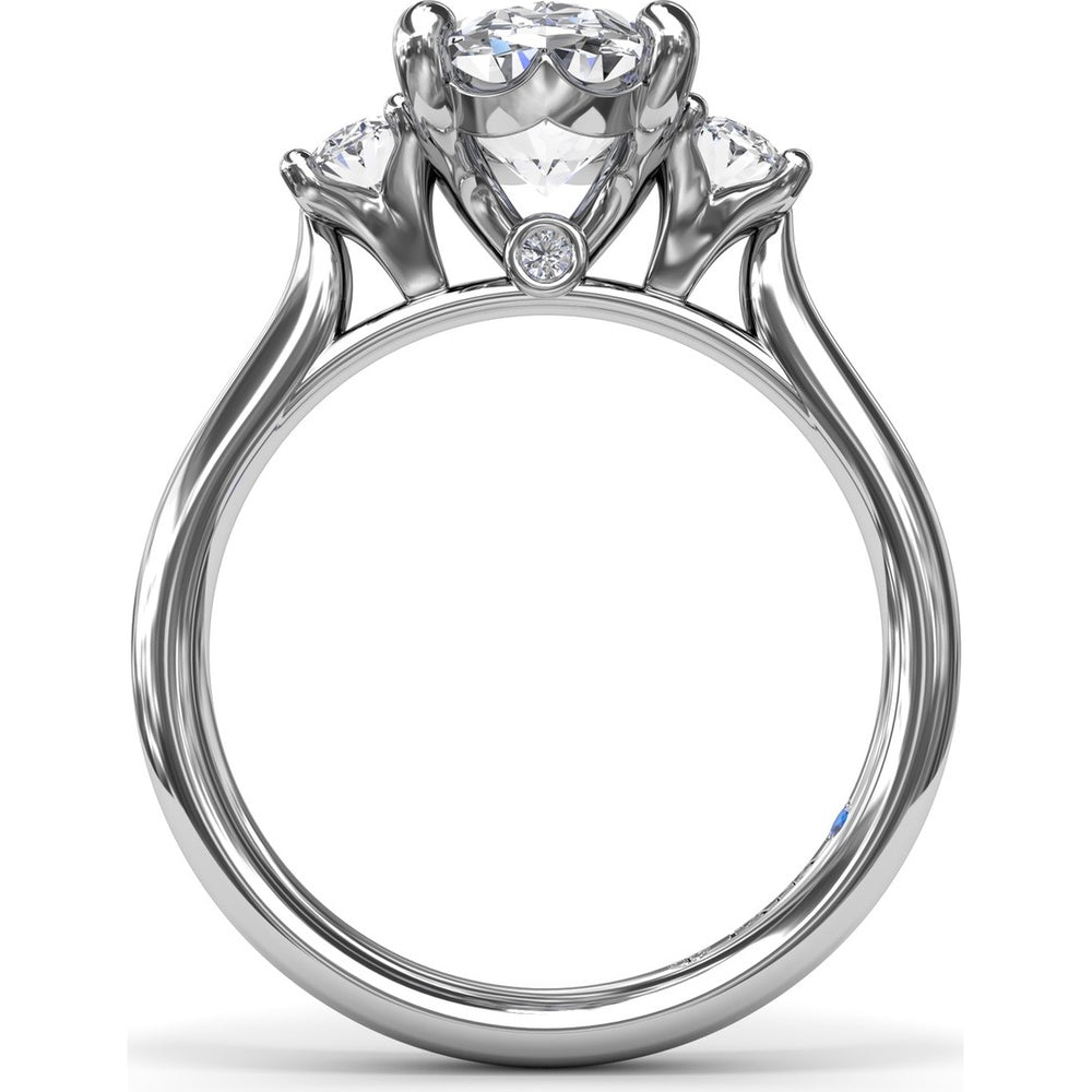 Three-Stone Engagement Ring Setting with Oval Diamonds - 0.34 Carat Total Side Stone Weight by Fana