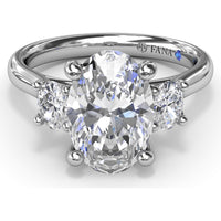 Three-Stone Engagement Ring Setting with Oval Diamonds - 0.34 Carat Total Side Stone Weight by Fana