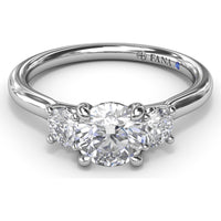 Three-Stone Engagement Ring Setting with Prong Set Round Side Diamonds - 0.32 Carat Total Side Diamond Weight by Fana