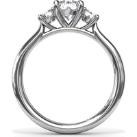 Three-Stone Engagement Ring Setting with Prong Set Round Side Diamonds - 0.32 Carat Total Side Diamond Weight by Fana