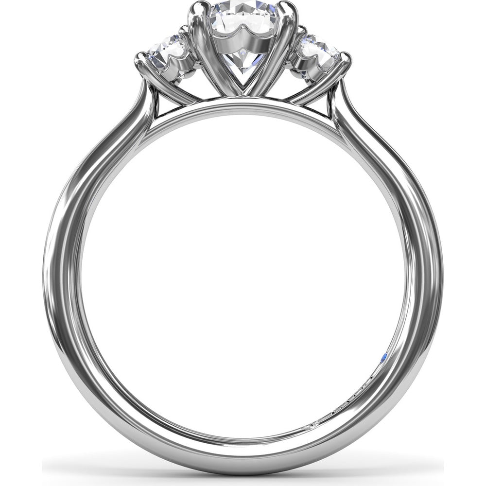 Three-Stone Engagement Ring Setting with Prong Set Round Side Diamonds - 0.32 Carat Total Side Diamond Weight by Fana