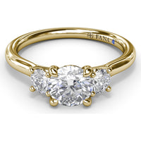 Three-Stone Engagement Ring Setting with Prong Set Round Side Diamonds - 0.32 Carat Total Side Diamond Weight by Fana
