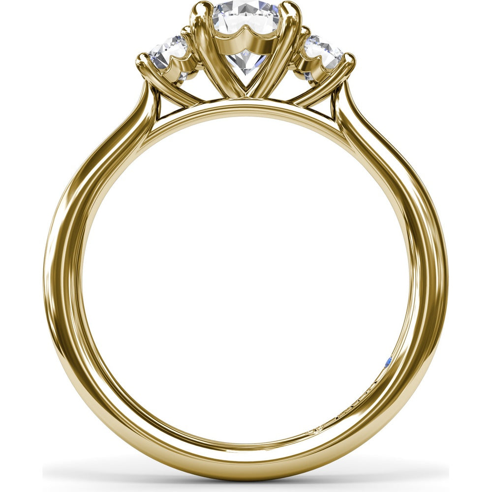 Three-Stone Engagement Ring Setting with Prong Set Round Side Diamonds - 0.32 Carat Total Side Diamond Weight by Fana