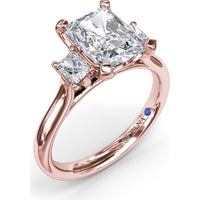 Three-Stone Engagement Ring Setting with Radiant-Cut Diamonds - 0.30 Carat Total Side Stone Weight by Fana