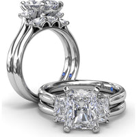 Three-Stone Engagement Ring Setting with Radiant-Cut Diamonds - 0.30 Carat Total Side Stone Weight by Fana