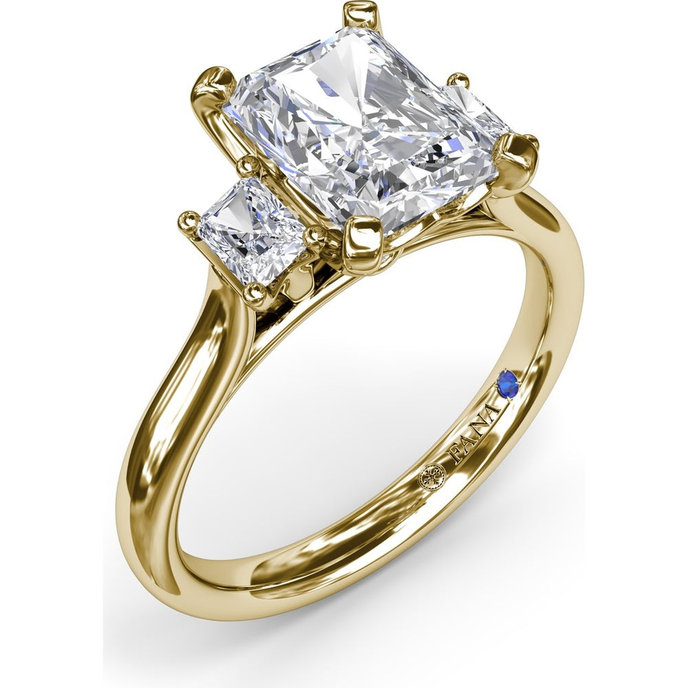 Three-Stone Engagement Ring Setting with Radiant-Cut Diamonds - 0.30 Carat Total Side Stone Weight by Fana