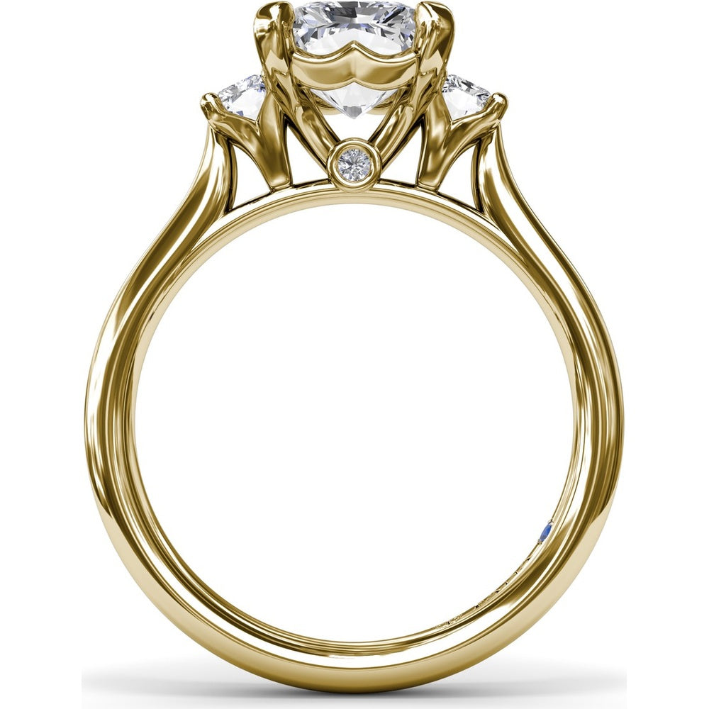 Three-Stone Engagement Ring Setting with Radiant-Cut Diamonds - 0.30 Carat Total Side Stone Weight by Fana