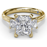 Three-Stone Engagement Ring Setting with Radiant-Cut Diamonds - 0.30 Carat Total Side Stone Weight by Fana