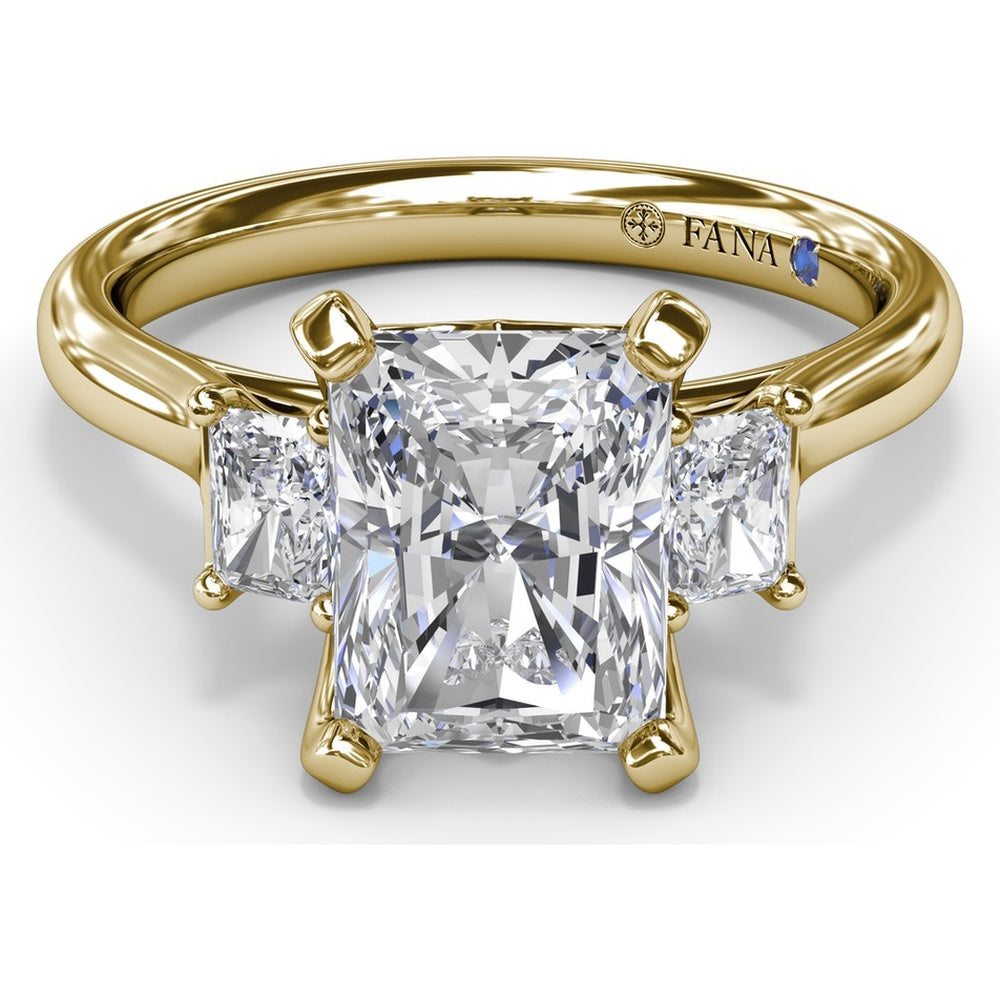 Three-Stone Engagement Ring Setting with Radiant-Cut Diamonds - 0.30 Carat Total Side Stone Weight by Fana