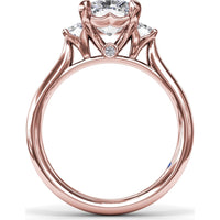 Three-Stone Engagement Ring Setting with Radiant-Cut Diamonds - 0.30 Carat Total Side Stone Weight by Fana